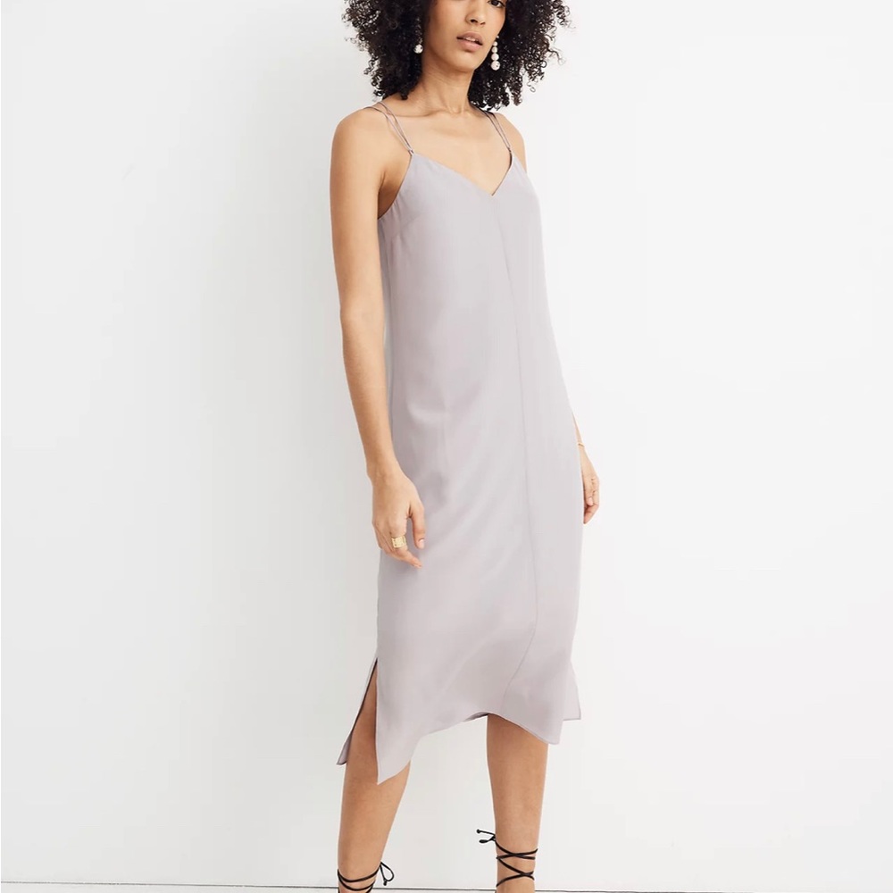 Madewell Silk Cross-Back Cami Slip Dress